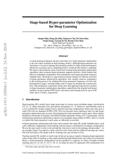 Stage-based Hyper-parameter Optimization for Deep Learning
