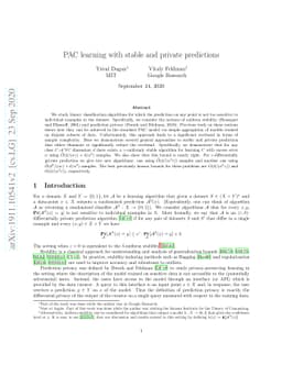 PAC learning with stable and private predictions