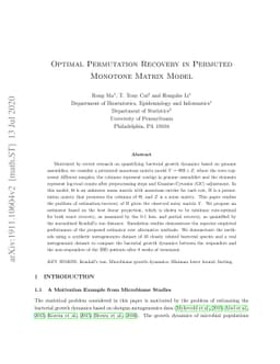 Optimal Permutation Recovery in Permuted Monotone Matrix Model