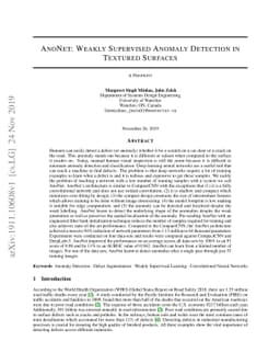 AnoNet: Weakly Supervised Anomaly Detection in Textured Surfaces