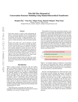 Who did They Respond to? Conversation Structure Modeling using Masked
  Hierarchical Transformer