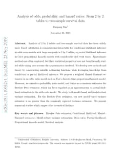 Analysis of odds, probability, and hazard ratios: From 2 by 2 tables to
  two-sample survival data
