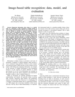 Image-based table recognition: data, model, and evaluation