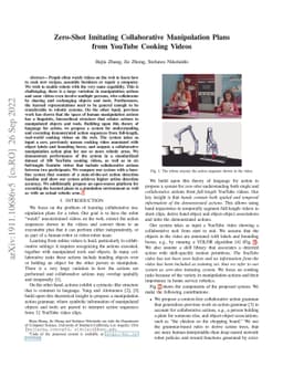 Zero-Shot Imitating Collaborative Manipulation Plans from YouTube
  Cooking Videos