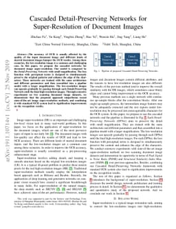 Cascaded Detail-Preserving Networks for Super-Resolution of Document
  Images