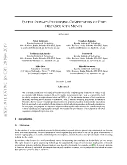 Faster Privacy-Preserving Computation of Edit Distance with Moves