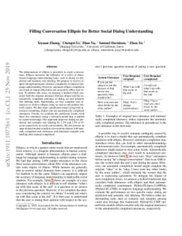Filling Conversation Ellipsis for Better Social Dialog Understanding