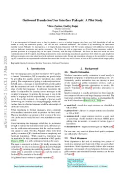 Outbound Translation User Interface Ptakopet: A Pilot Study