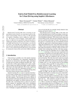 End-to-End Model-Free Reinforcement Learning for Urban Driving using
  Implicit Affordances