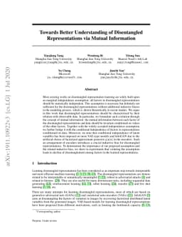 Towards Better Understanding of Disentangled Representations via Mutual
  Information