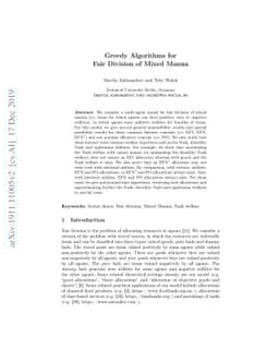 Greedy Algorithms for Fair Division of Mixed Manna