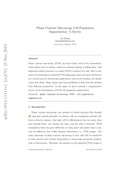 Phase Contrast Microscopy Cell PopulationSegmentation: A Survey
