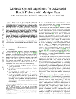 Minimax Optimal Algorithms for Adversarial Bandit Problem with Multiple
  Plays