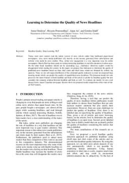 Learning to Determine the Quality of News Headlines