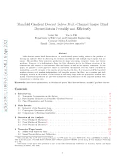 Manifold Gradient Descent Solves Multi-Channel Sparse Blind
  Deconvolution Provably and Efficiently