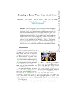 Learning to Learn Words from Visual Scenes