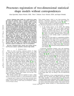 Procrustes registration of two-dimensional statistical shape models
  without correspondences