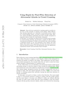 Using Depth for Pixel-Wise Detection of Adversarial Attacks in Crowd
  Counting