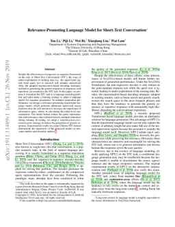 Relevance-Promoting Language Model for Short-Text Conversation