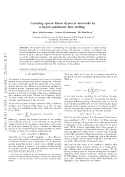Learning sparse linear dynamic networks in a hyper-parameter free
  setting