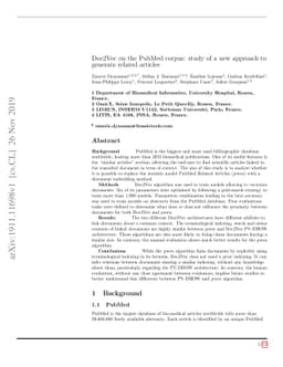 Doc2Vec on the PubMed corpus: study of a new approach to generate
  related articles