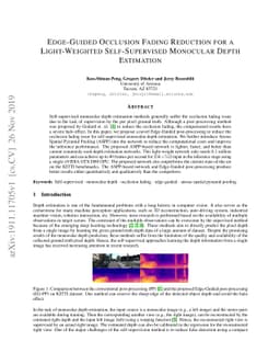 Edge-Guided Occlusion Fading Reduction for a Light-Weighted
  Self-Supervised Monocular Depth Estimation