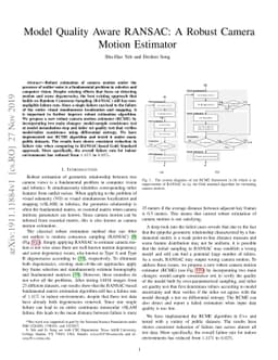Model Quality Aware RANSAC: A Robust Camera Motion Estimator