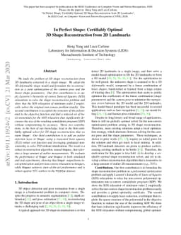 In Perfect Shape: Certifiably Optimal 3D Shape Reconstruction from 2D
  Landmarks