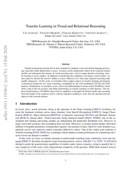 Transfer Learning in Visual and Relational Reasoning
