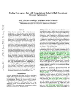 Trading Convergence Rate with Computational Budget in High Dimensional
  Bayesian Optimization