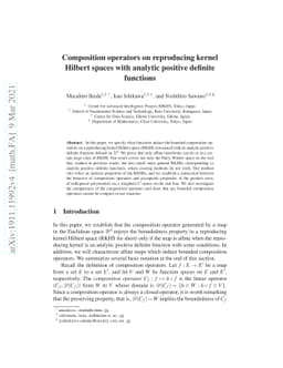 Composition operators on reproducing kernel Hilbert spaces with analytic
  positive definite functions