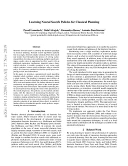 Learning Neural Search Policies for Classical Planning