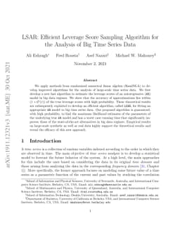 LSAR: Efficient Leverage Score Sampling Algorithm for the Analysis of
  Big Time Series Data