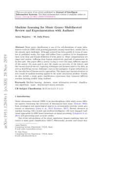 Machine learning for music genre: multifaceted review and
  experimentation with audioset