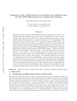 Comparative Study of Differentially Private Synthetic Data Algorithms
  from the NIST PSCR Differential Privacy Synthetic Data Challenge