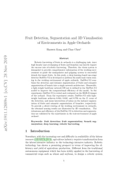 Fruit Detection, Segmentation and 3D Visualisation of Environments in
  Apple Orchards