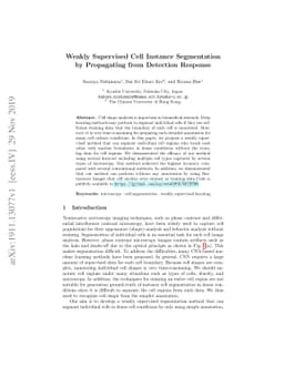 Weakly Supervised Cell Instance Segmentation by Propagating from
  Detection Response