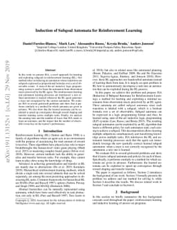 Induction of Subgoal Automata for Reinforcement Learning