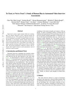 To Trust, or Not to Trust? A Study of Human Bias in Automated Video
  Interview Assessments