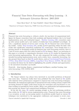 Financial Time Series Forecasting with Deep Learning : A Systematic
  Literature Review: 2005-2019