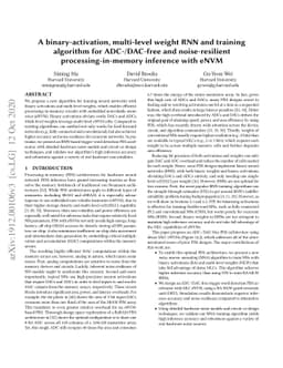 A binary-activation, multi-level weight RNN and training algorithm for
  ADC-/DAC-free and noise-resilient processing-in-memory inference with eNVM