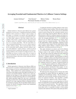 Averaging Essential and Fundamental Matrices in Collinear Camera
  Settings