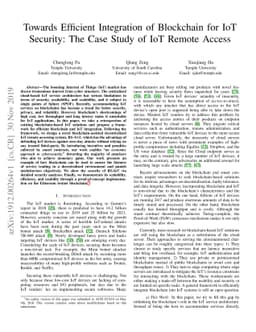 Towards Efficient Integration of Blockchain for IoT Security: The Case
  Study of IoT Remote Access