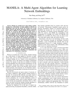 MANELA: A Multi-Agent Algorithm for Learning Network Embeddings