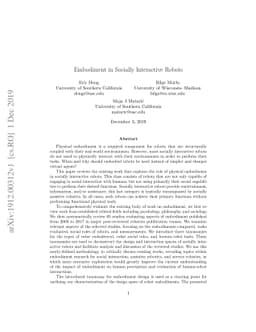 Embodiment in Socially Interactive Robots