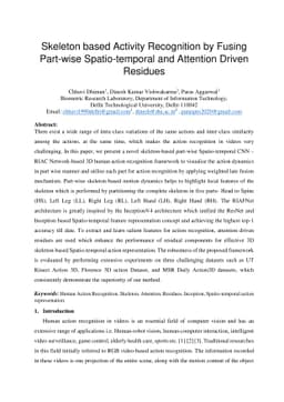 Skeleton based Activity Recognition by Fusing Part-wise Spatio-temporal
  and Attention Driven Residues