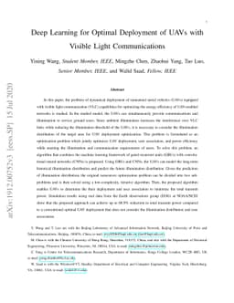 Deep Learning for Optimal Deployment of UAVs with Visible Light
  Communications