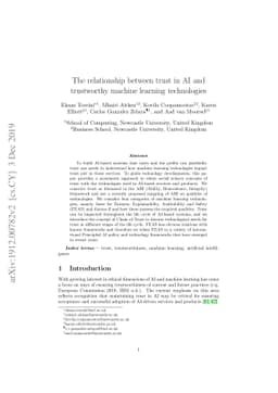 The relationship between trust in AI and trustworthy machine learning
  technologies