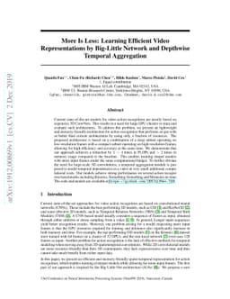 More Is Less: Learning Efficient Video Representations by Big-Little
  Network and Depthwise Temporal Aggregation