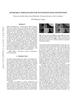 Adversarial normalization for multi domain image segmentation